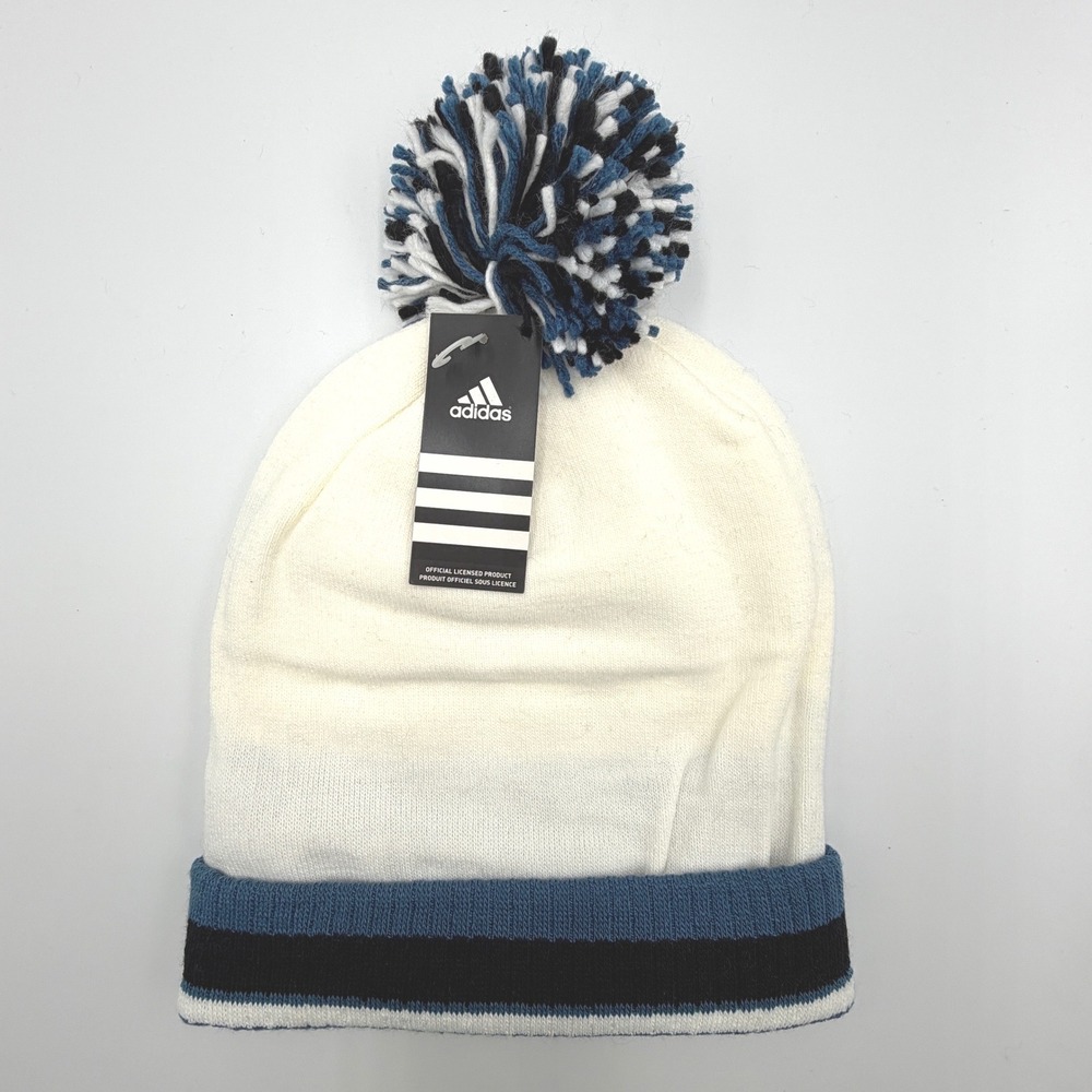 Adidas Minnesota Timberwolves Beanie Mens OSFM White NEW NBA Knit Pom Hat KQ37Z - Picture 5 of 7